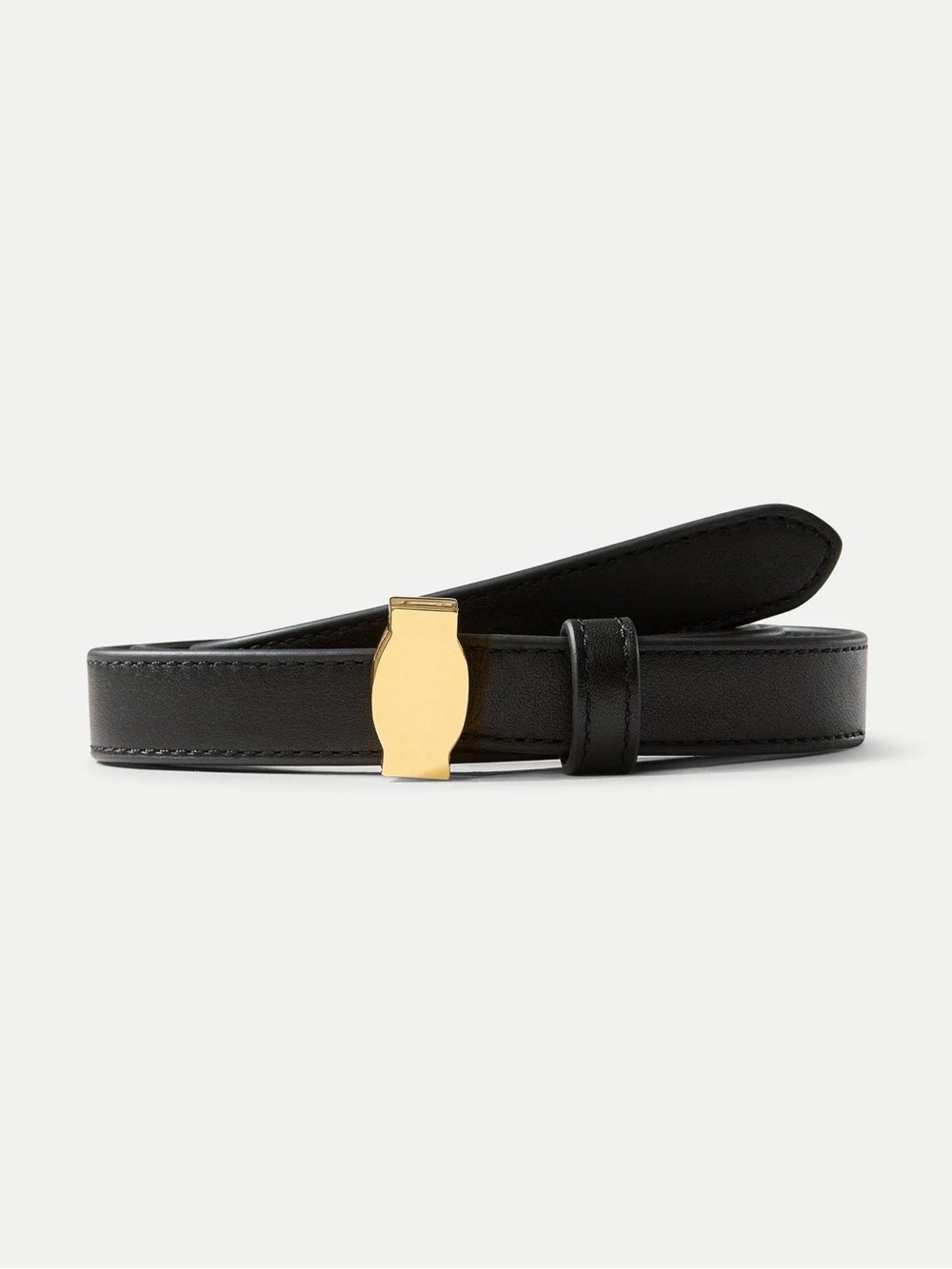 Veronica Beard Dash Black Leather 20mm Stud-Buckle belt